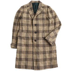 Other Stile Latino Tweed Check Long Chester Coat Brown Canvas Outerwear